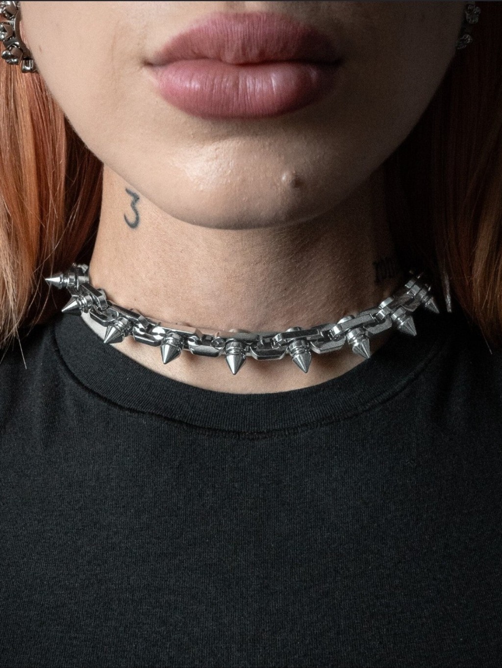 Vitaly Frenzy Stainless Steel Choker Necklace Spikes Adjustable Chain Unsex New — image 2 of 5
